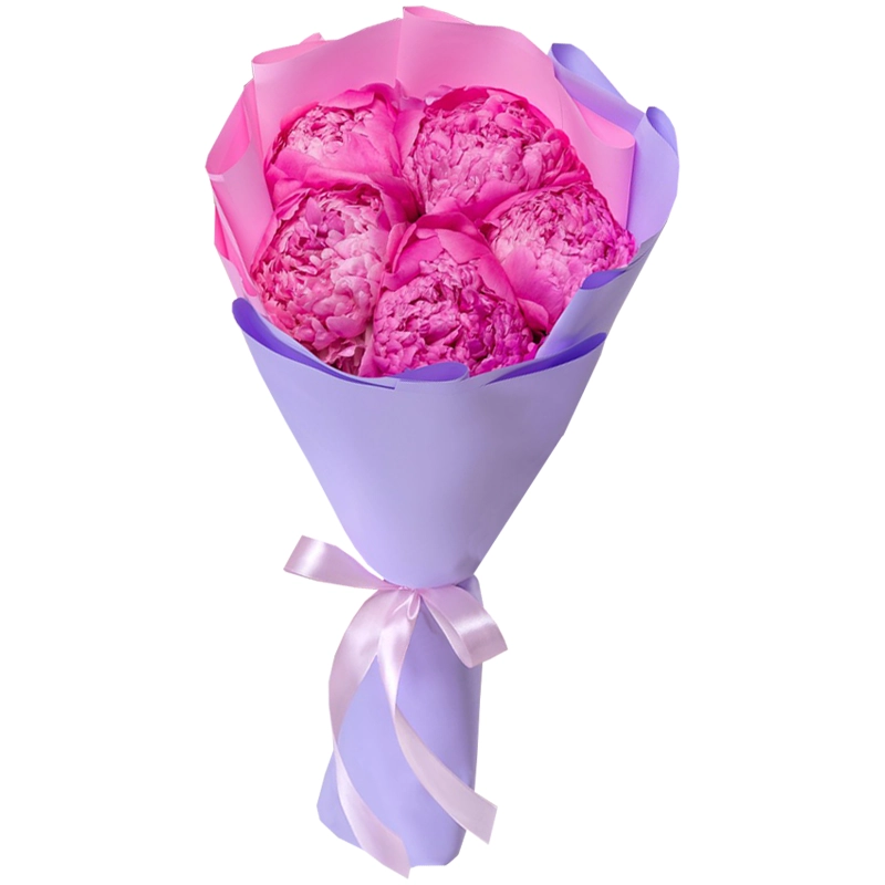 Букет из 5 розовых пионов